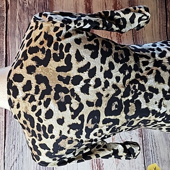 NEW STYLE & CO LEOPARD PRINT 3/4 GATHERED SLEEVE PULLOVER TOP BLOUSE - Picture 6 of 13